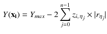 $$\begin{aligned} Y(\mathbf {x_i})=Y_{max} -2\sum _{j=0}^{n-1}z_{i,\, \eta _j} \times |r_{\eta _j} \vert \end{aligned}$$