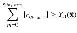 $$\begin{aligned} \sum _{m=0}^{w_{inf \, max}}|r_{\eta _{k-m-1}} \vert \ge Y_{\varDelta }({\hat{\mathbf {x}}}) \end{aligned}$$