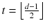 $$t=\left\lfloor \frac{d-1}{2}\right\rfloor $$