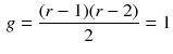 $$\begin{aligned} g=\frac{(r-1)(r-2)}{2}=1 \end{aligned}$$