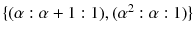 $$\lbrace (\alpha :\alpha +1:1),(\alpha ^2:\alpha :1)\rbrace $$