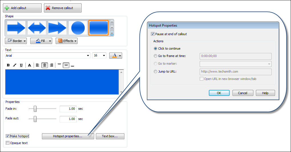 How to make a callout hotspot