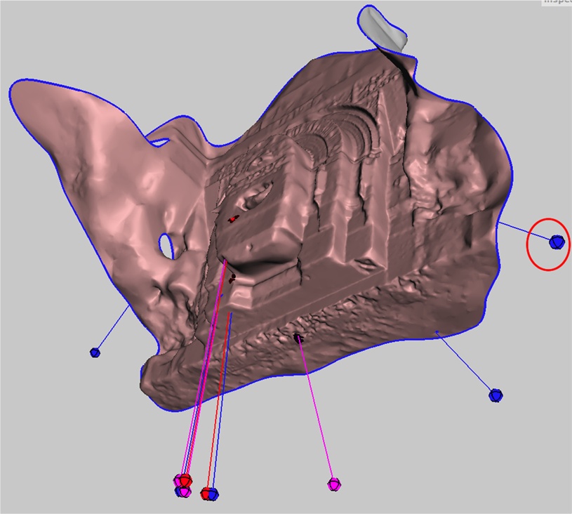 Model shown with sphere indicating large area of open mesh