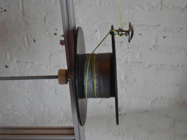 Clothesline wound and tied to filament spool