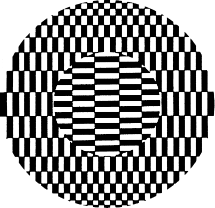 The Ouchi illusion—the central circle appears to float above the other part of the design