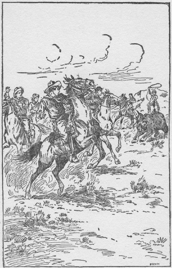 FILLED WITH MAD RAGE, HE WAS GALLOPING STRAIGHT TOWARD THEM!—Frontispiece. .—Page 66