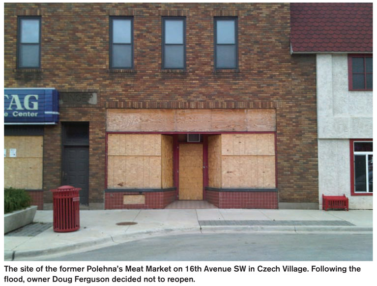 The site of the former Polehna’s Meat Market on 16th Avenue SW in Czech Village. Following the flood, owner Doug Ferguson decided not to reopen.