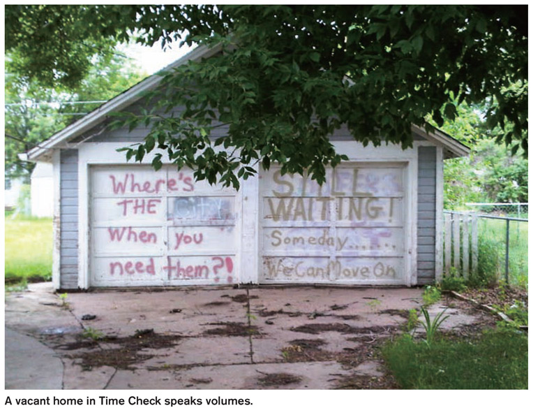 A vacant home in Time Check speaks volumes.