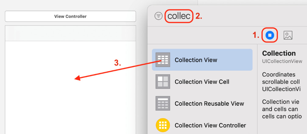 Figure 10.2 – Library with the Collection View object selected
