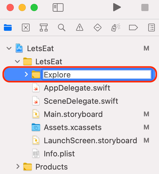 Figure 10.6 – Project navigator with the Explore group selected
