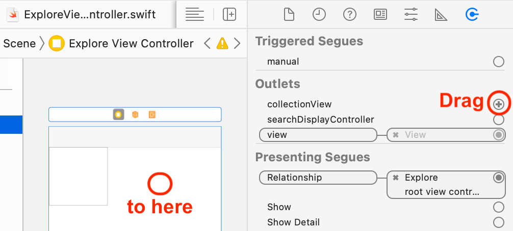 Figure 10.21 – Editor area showing the collection view to be connected
