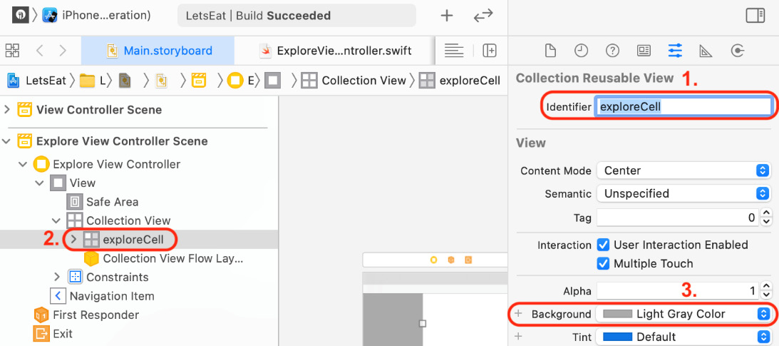 Figure 10.25 – Attributes inspector with identity and background color set
