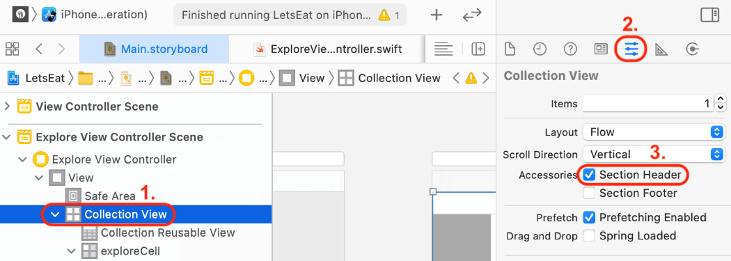 Figure 10.29 – Attributes inspector with the Section Header checkbox ticked
