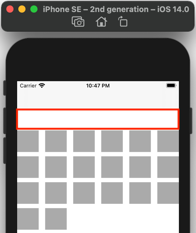 Figure 10.31 – iOS simulator showing the collection view section header
