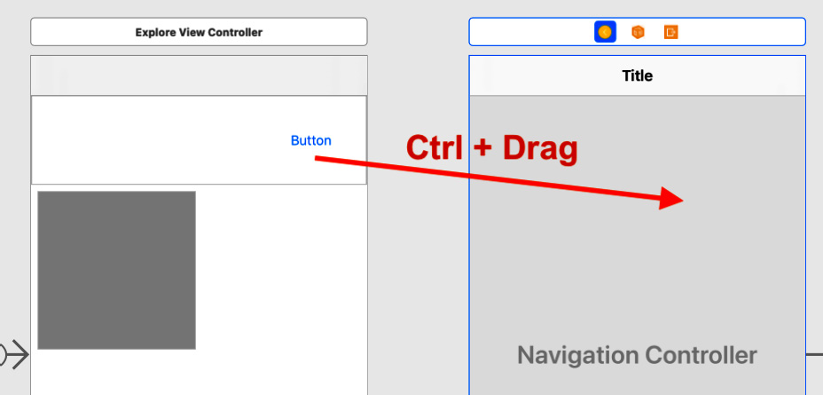 Figure 10.42 – Editor area showing the button in the Explore View Controller scene
