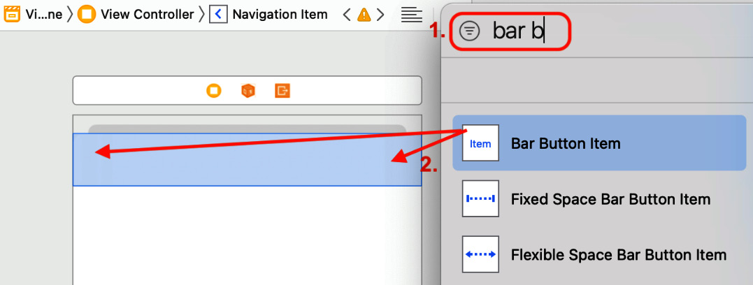 Figure 10.47 – Library with Bar Button Item objects selected
