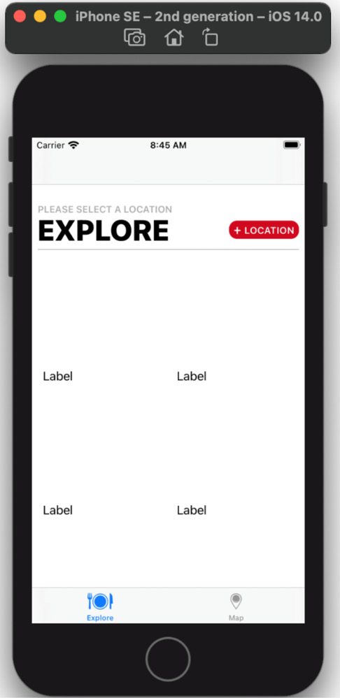 Figure 14.2 – iOS simulator showing the Explore screen from your app
