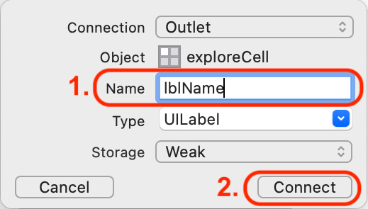 Figure 14.13 – Pop-up dialog box for lblName outlet creation
