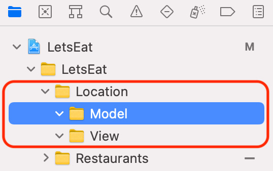 Figure 15.7 – Project navigator showing the Location folder and subfolders
