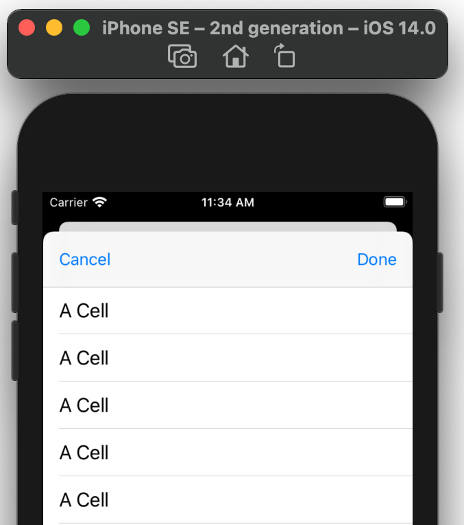 Figure 15.18 – iOS simulator showing 10 table view cells
