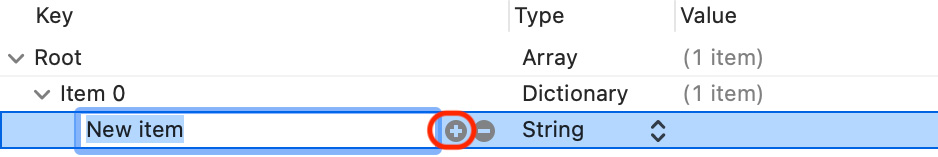 Figure 15.21 – Locations.plist with New item added
