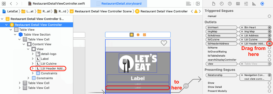 Figure 18.10 – Connections inspector showing the lblHeader outlet
