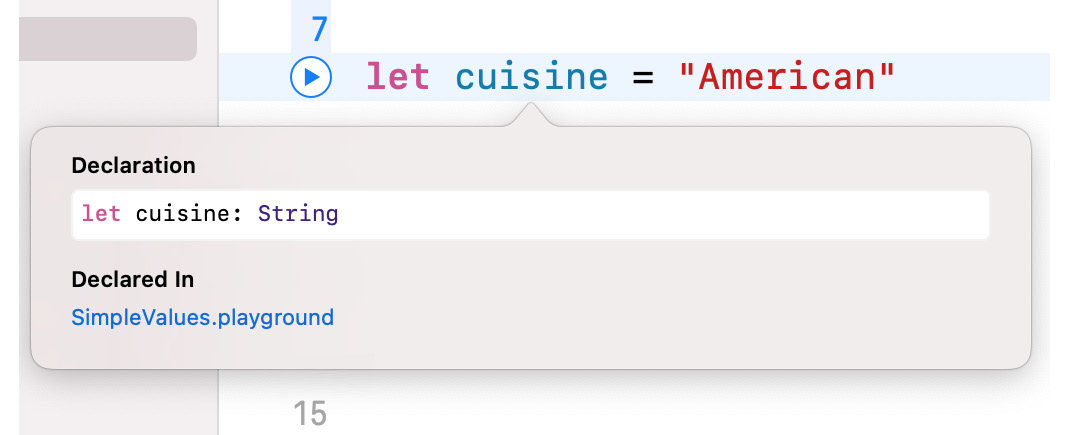 Figure 2.12 – Type declaration popup
