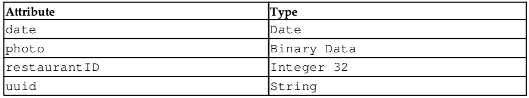 Figure 21.10 – Attributes for the RestaurantPhoto entity
