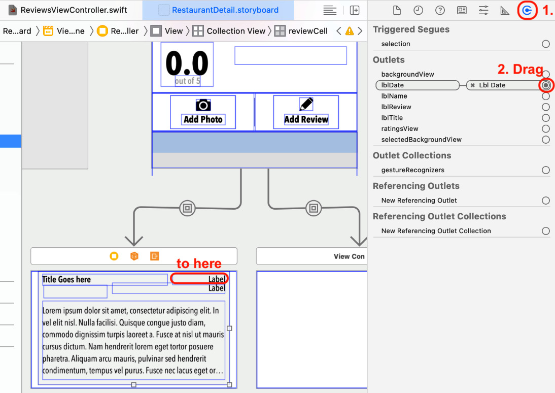 Figure 21.27 – Connections inspector showing the Lbl Date outlet
