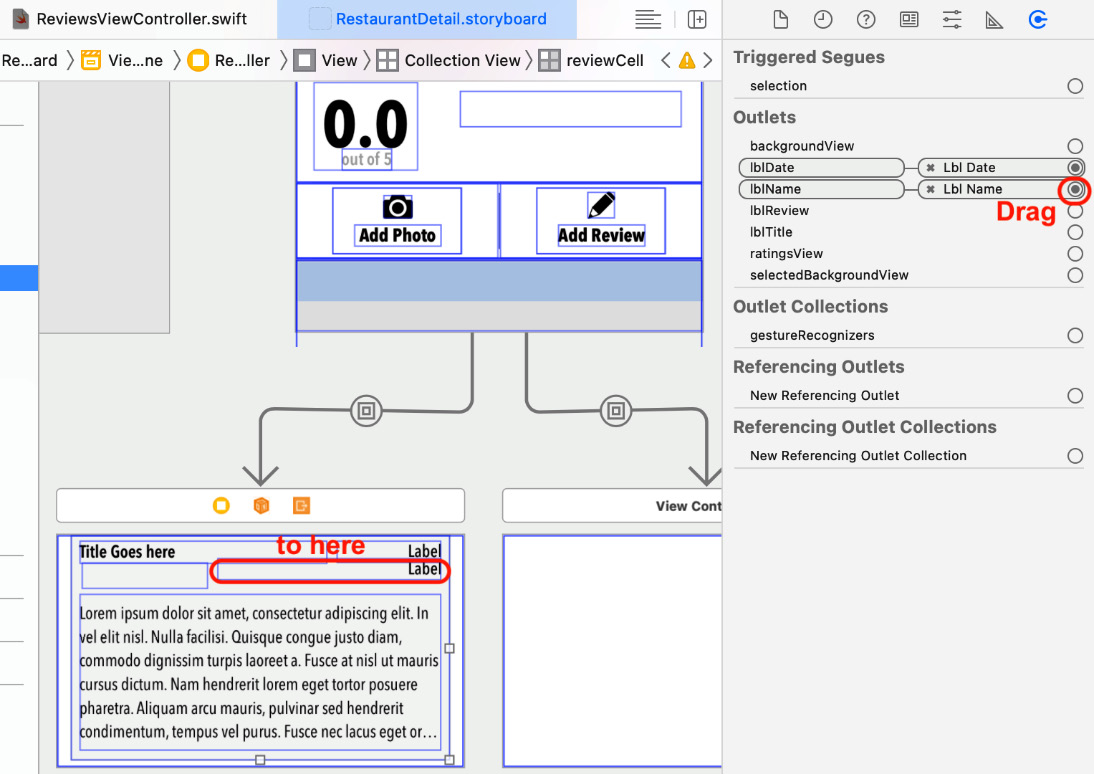 Figure 21.28 – Connections inspector showing the Lbl Name outlet
