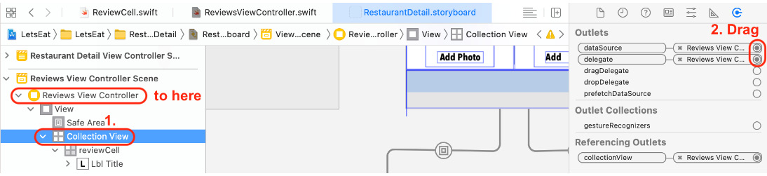 Figure 21.33 – Connections inspector showing the dataSource and delegate outlets
