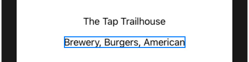 Figure 23.10 – App preview showing The Tap Trailhouse name and cuisines
