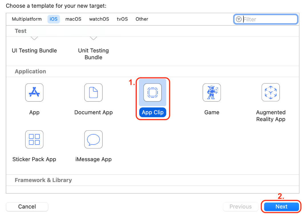 Figure 25.1 – Template selector window with App Clip selected
