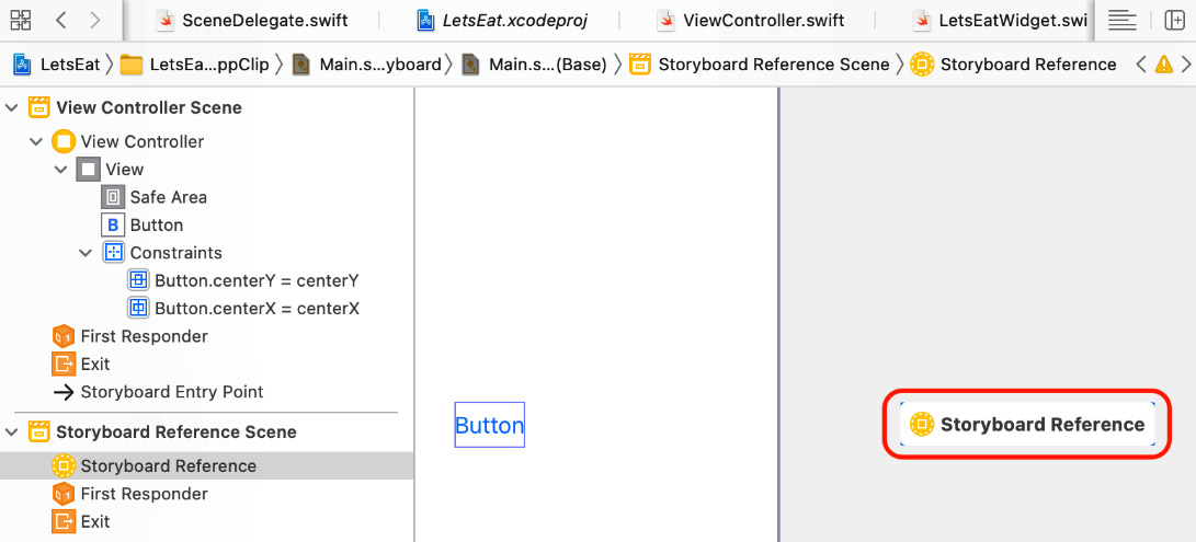 Figure 25.6 – Editor area showing Storyboard Reference added
