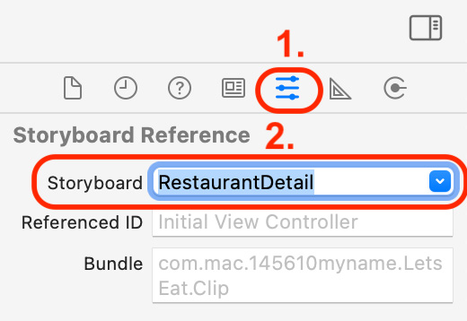 Figure 25.7 – Attributes inspector with Storyboard set to RestaurantDetail
