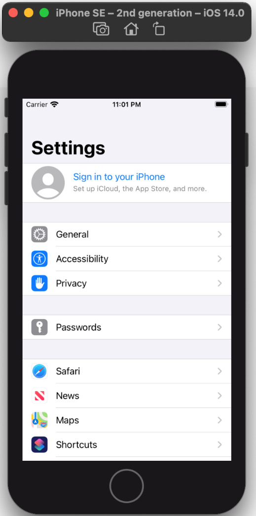 Figure 9.1 – Settings app
