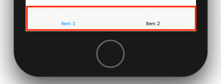 Figure 9.25 – iOS simulator showing the tab bar with two buttons
