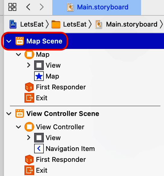 Figure 9.34 – Document outline with Map Scene selected
