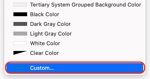 Figure 9.47 – Background pop-up menu with Custom... selected
