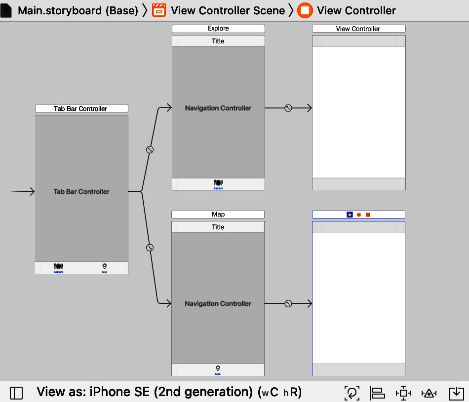 Figure 9.62 – Editor area showing the completed Main.storyboard
