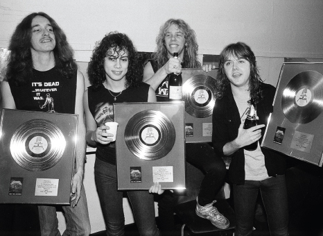 Award winners: receiving silver discs marking 60,000 sales of Ride the Lightning