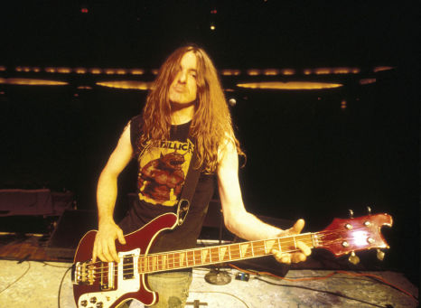 Cliff Burton, sound checking in Stockholm, December 12, 1984.