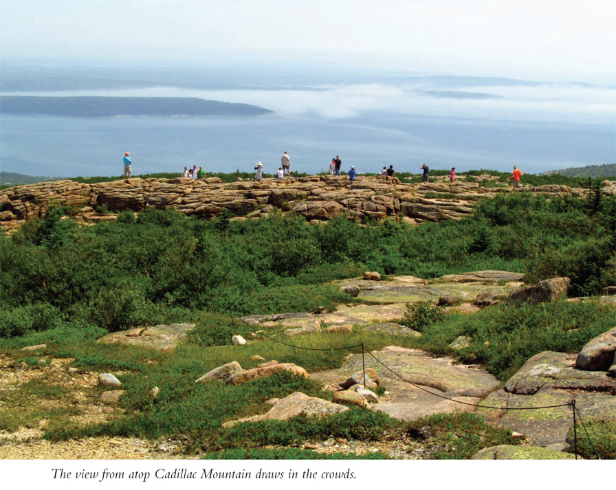 The view from atop Cadillac Mountain draws in the crowds.