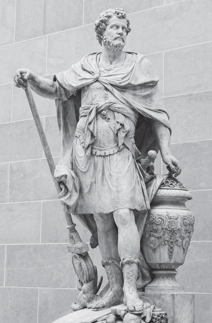 Annibale Barca secondo lo scultore francese Nicolas Coustou, ca. 1687-1704. Statua in marmo proveniente dai giardini delle Tuileries e ora conservata al Louvre, Parigi.