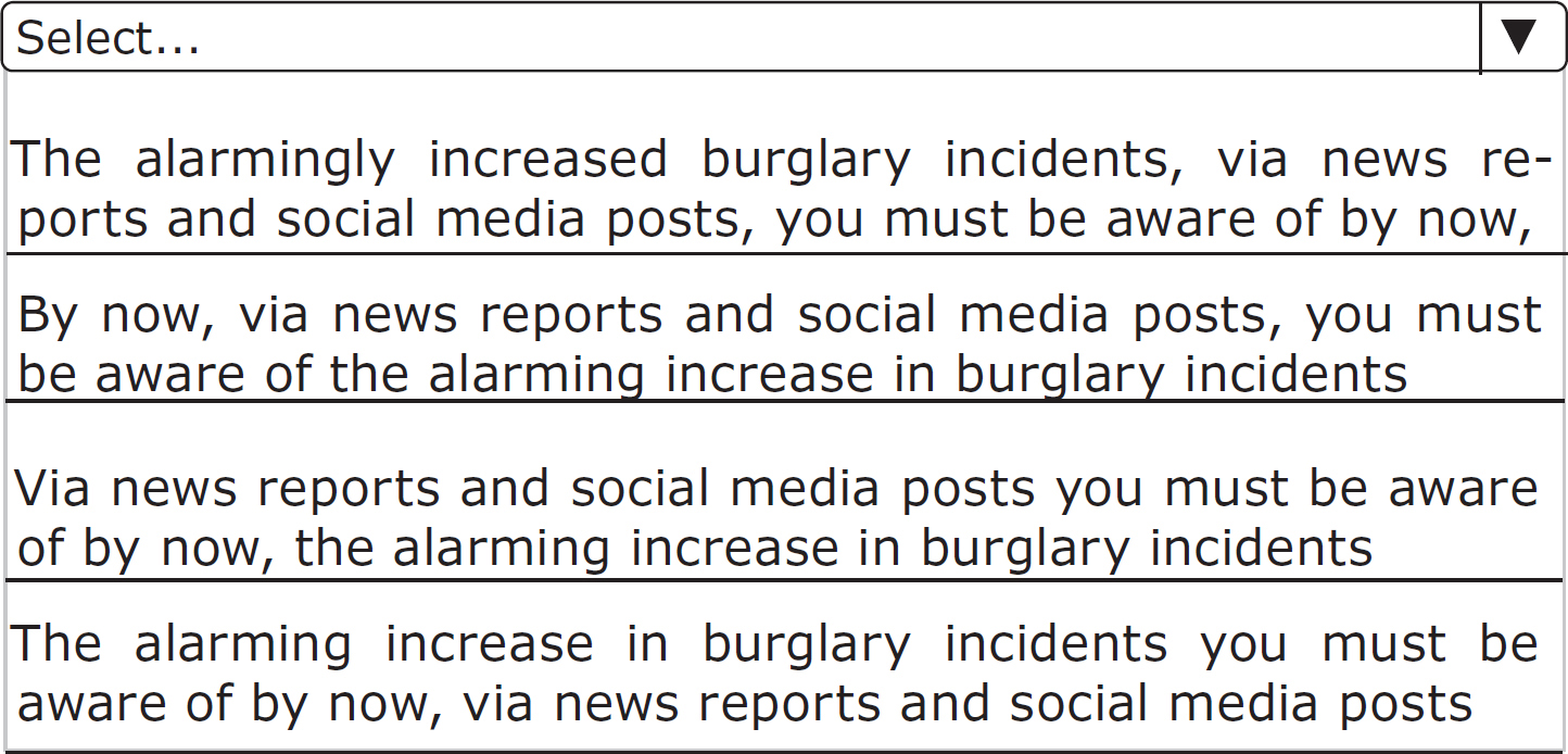 Select…The alarmingly increased burglary incidents, via news reports and social media posts, you must be aware of by now, By now, via news reports and social media posts, you must be aware of the alarming increase in burglary incidents Via news reports and social media posts you must be aware of by now, the alarming increase in burglary incidents The alarming increase in burglary incidents you must be aware of by now, via news reports and social media posts