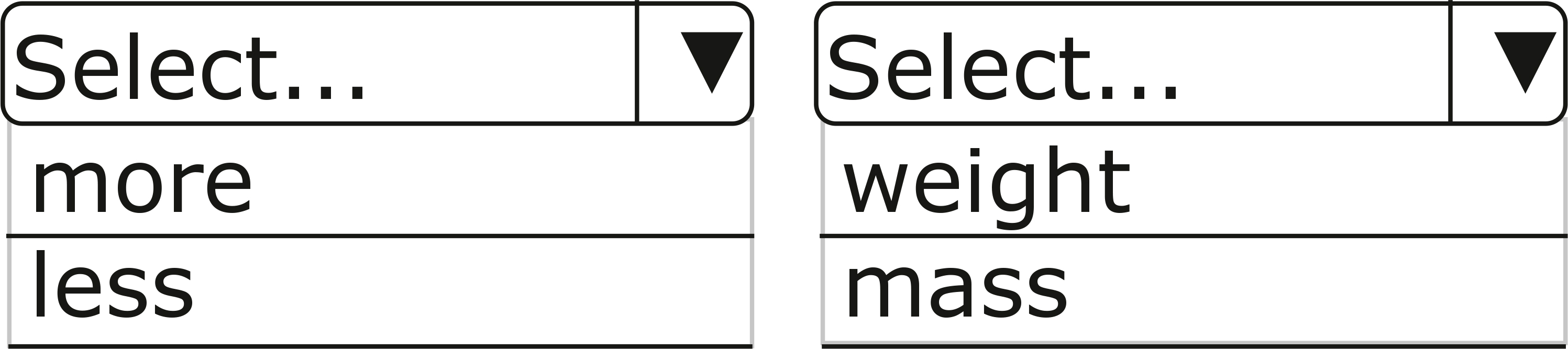 Select…more less Select…weight mass