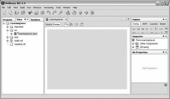 The NetBeans workspace