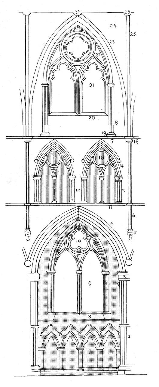 Interior Elevation of a Bay of a Church.