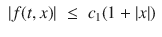 
$$\begin{array}{rcl} \vert f(t,x)\vert & \leq & {c}_{1}(1 + \vert x\vert )\end{array}$$
