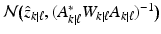 
$$\mathcal{N}{\bigl (\hat{z}_{k\vert \ell},(A_{k\vert \ell}^{{\ast}}W_{k\vert \ell}A_{k\vert \ell})^{-1}\bigr )}$$
